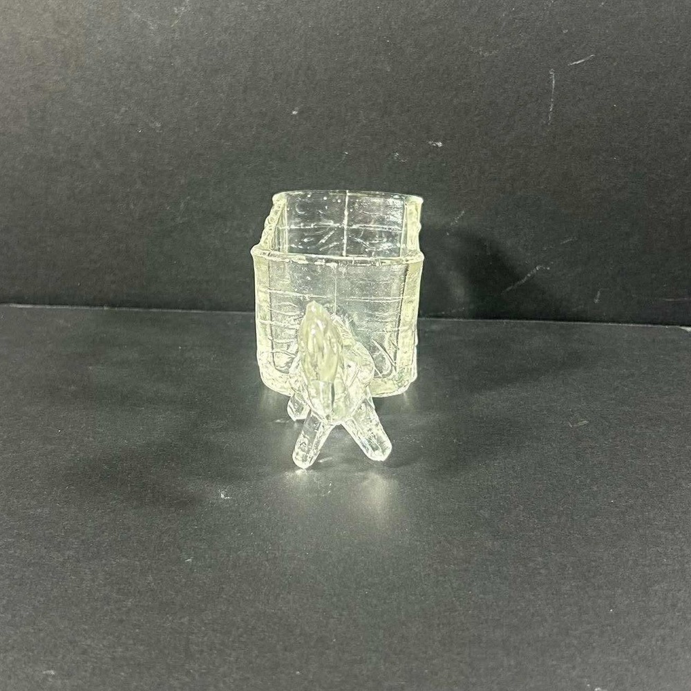 Jeanette Glass Donkey Cart Clear Toothpick Holder Vintage Pressed Glass Novelty - Picture 2 of 7